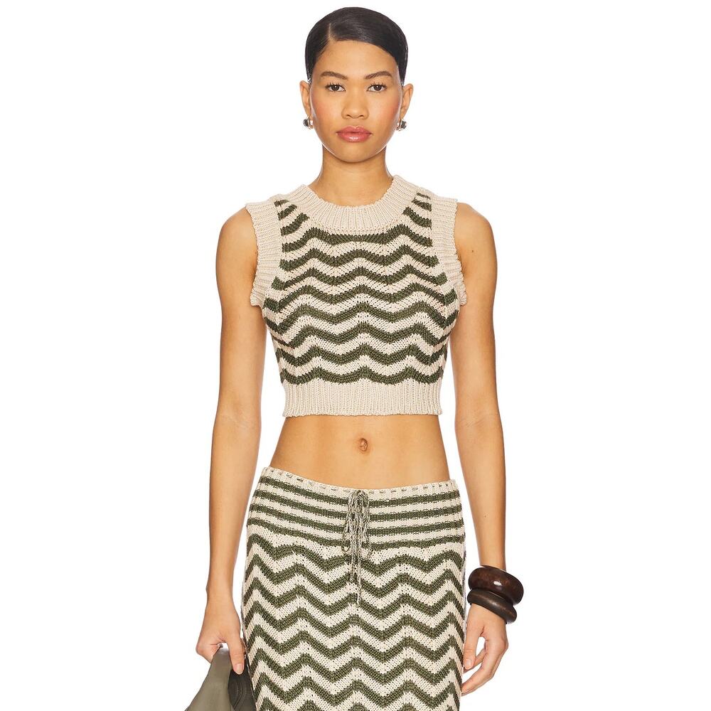 Agua Bendita Crochet Emory Crop Top & Mira Ete Skirt Set Chevron M/L - Picture 2 of 9